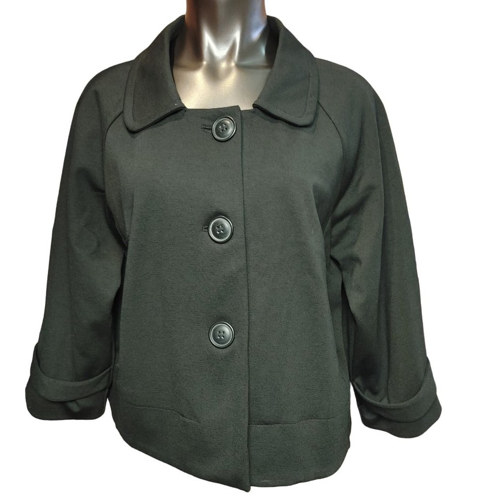 Machine Washable Women's Black Long Sleeve Button Up Jacket XL
